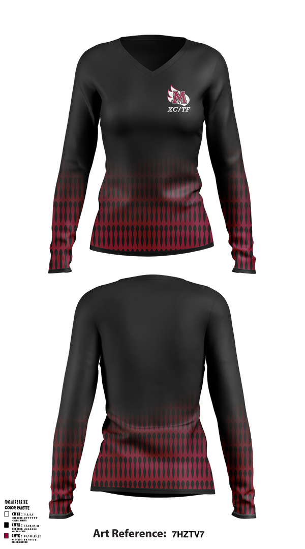 Womens Long Sleeve Vneck Shirt, Meredith College Avenging Angels, Track & Field, Teamtime, Team time, sublimation, custom sports apparel, team uniforms, spirit wear, spiritwear, sports uniforms, custom shirts, team store, custom team store, fundraiser sports, apparel fundraiser