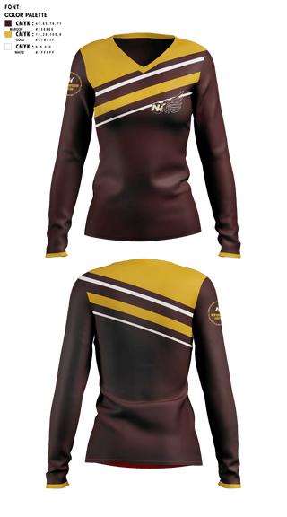 Womens Long Sleeve Vneck Shirt, Phoenix, , Teamtime, Team time, sublimation, custom sports apparel, team uniforms, spirit wear, spiritwear, sports uniforms, custom shirts, team store, custom team store, fundraiser sports, apparel fundraiser