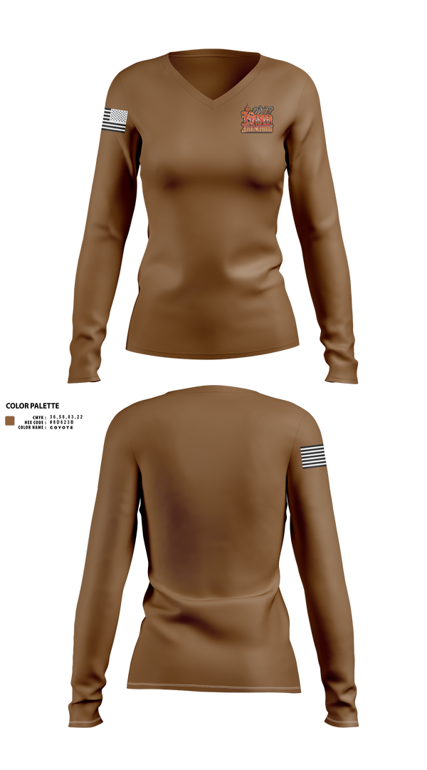 Womens Long Sleeve Vneck Shirt, West king frenchies, , Teamtime, Team time, sublimation, custom sports apparel, team uniforms, spirit wear, spiritwear, sports uniforms, custom shirts, team store, custom team store, fundraiser sports, apparel fundraiser