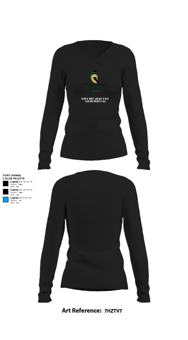 Women's Long Sleeve Vneck Shirt, Southwest Legacy High School Volleyball, Women's Volleyball, Teamtime, Team time, sublimation, custom sports apparel, team uniforms, spirit wear, spiritwear, sports uniforms, custom shirts, team store, custom team store, fundraiser sports, apparel fundraiser