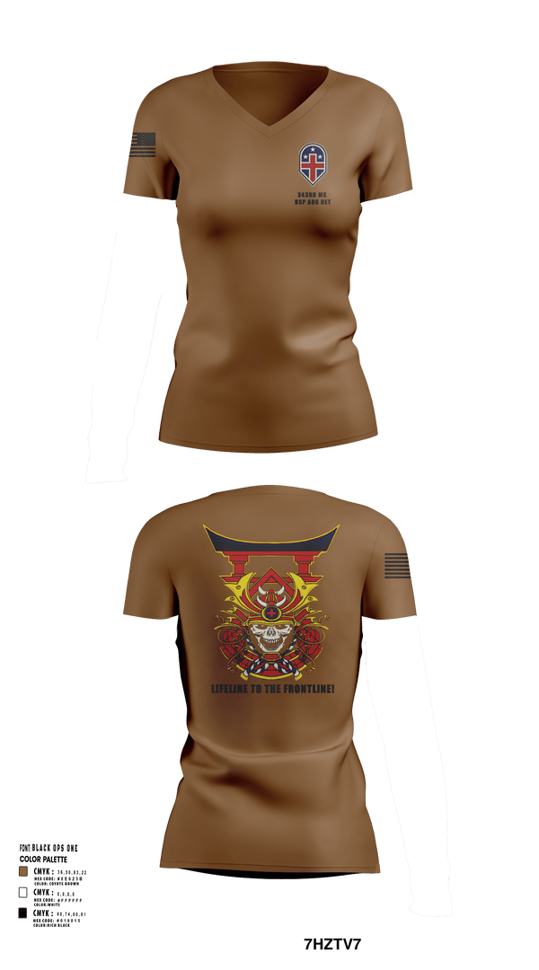 Womens Short Sleeve Vneck Shirt, 343rd Medical Hospital Augmentation Detachment, , Teamtime, Team time, sublimation, custom sports apparel, team uniforms, spirit wear, spiritwear, sports uniforms, custom shirts, team store, custom team store, fundraiser sports, apparel fundraiser