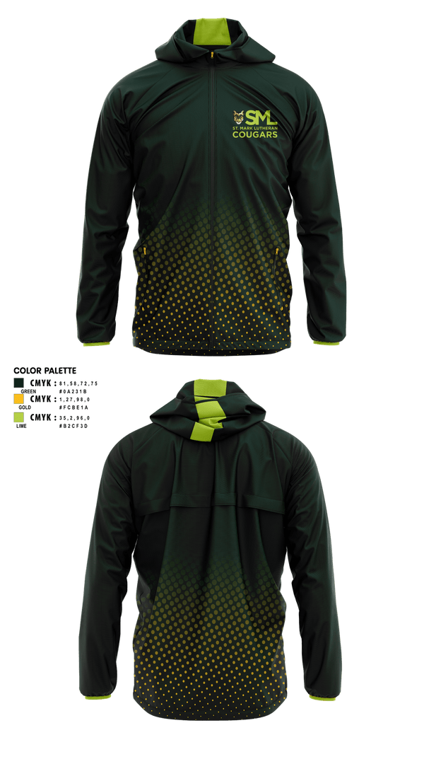 Windbreaker, St. Mark Lutheran Cougars, Swimming, Teamtime, Team time, sublimation, custom sports apparel, team uniforms, spirit wear, spiritwear, sports uniforms, custom shirts, team store, custom team store, fundraiser sports, apparel fundraiser