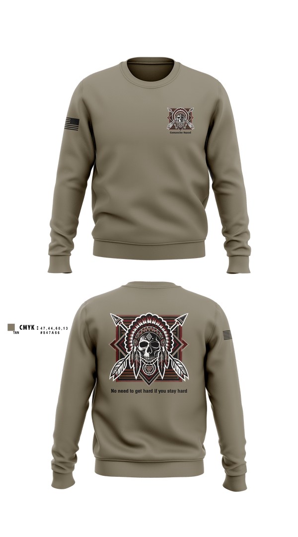 Crew Neck Sweatshirt, Comanche Squad, Army, Teamtime, Team time, sublimation, custom sports apparel, team uniforms, spirit wear, spiritwear, sports uniforms, custom shirts, team store, custom team store, fundraiser sports, apparel fundraiser