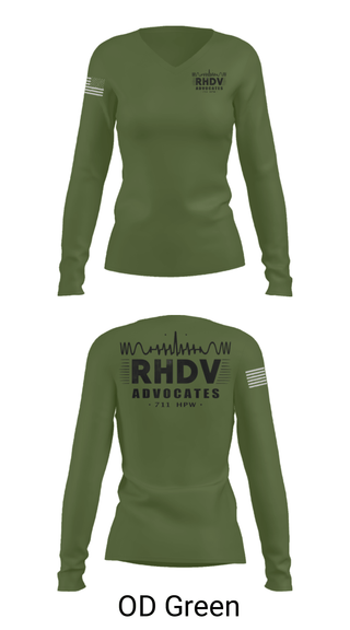 Womens Long Sleeve Vneck Shirt, 711 HPW/RHDV, Army, Teamtime, Team time, sublimation, custom sports apparel, team uniforms, spirit wear, spiritwear, sports uniforms, custom shirts, team store, custom team store, fundraiser sports, apparel fundraiser