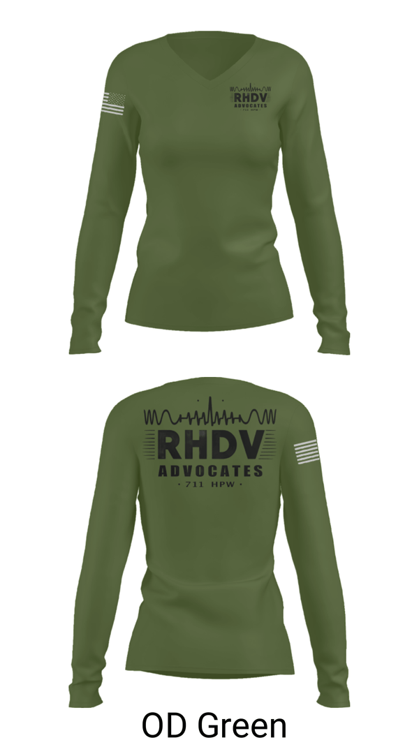 Womens Long Sleeve Vneck Shirt, 711 HPW/RHDV, Army, Teamtime, Team time, sublimation, custom sports apparel, team uniforms, spirit wear, spiritwear, sports uniforms, custom shirts, team store, custom team store, fundraiser sports, apparel fundraiser