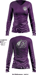 Douglass Junior High School Basketball 71723595 Women's Long Sleeve V-neck Shirt - 1
