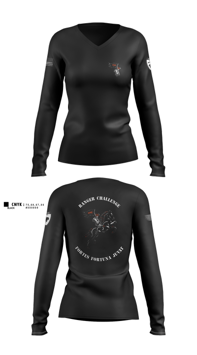 OSU Ranger Challenge 72016791 Women's Long Sleeve V-neck Shirt - 1