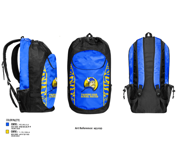 Gear Bag, Parsons High School Soccer, Men's Soccer, Teamtime, Team time, sublimation, custom sports apparel, team uniforms, spirit wear, spiritwear, sports uniforms, custom shirts, team store, custom team store, fundraiser sports, apparel fundraiser