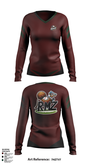 Womens Long Sleeve Vneck Shirt, RMZ, Softball, Teamtime, Team time, sublimation, custom sports apparel, team uniforms, spirit wear, spiritwear, sports uniforms, custom shirts, team store, custom team store, fundraiser sports, apparel fundraiser