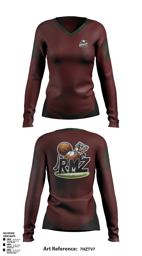 Womens Long Sleeve Vneck Shirt, RMZ, Softball, Teamtime, Team time, sublimation, custom sports apparel, team uniforms, spirit wear, spiritwear, sports uniforms, custom shirts, team store, custom team store, fundraiser sports, apparel fundraiser