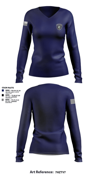 Womens Long Sleeve Vneck Shirt, Colbert PDColbert PD, , Teamtime, Team time, sublimation, custom sports apparel, team uniforms, spirit wear, spiritwear, sports uniforms, custom shirts, team store, custom team store, fundraiser sports, apparel fundraiser