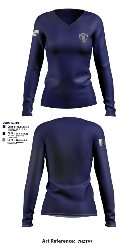 Womens Long Sleeve Vneck Shirt, Colbert PDColbert PD, , Teamtime, Team time, sublimation, custom sports apparel, team uniforms, spirit wear, spiritwear, sports uniforms, custom shirts, team store, custom team store, fundraiser sports, apparel fundraiser