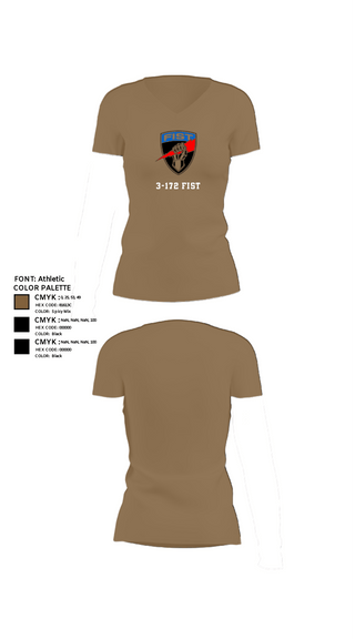 Womens Short Sleeve Vneck Shirt, 3-172 FiST, Army, Teamtime, Team time, sublimation, custom sports apparel, team uniforms, spirit wear, spiritwear, sports uniforms, custom shirts, team store, custom team store, fundraiser sports, apparel fundraiser