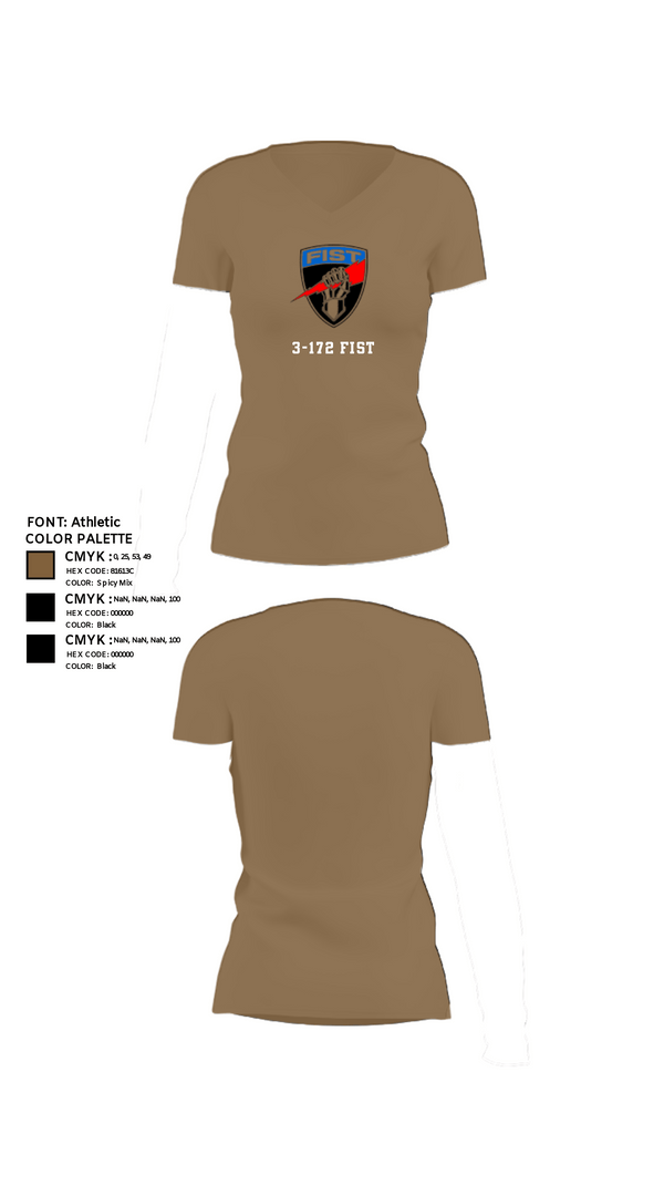 Womens Short Sleeve Vneck Shirt, 3-172 FiST, Army, Teamtime, Team time, sublimation, custom sports apparel, team uniforms, spirit wear, spiritwear, sports uniforms, custom shirts, team store, custom team store, fundraiser sports, apparel fundraiser