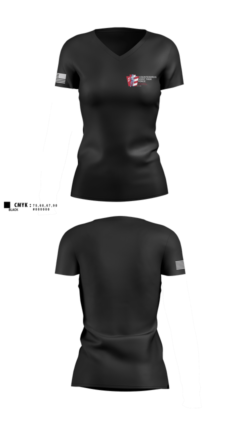 Womens Short Sleeve Vneck Shirt, Counterdrug Joint Task Force, Army, Teamtime, Team time, sublimation, custom sports apparel, team uniforms, spirit wear, spiritwear, sports uniforms, custom shirts, team store, custom team store, fundraiser sports, apparel fundraiser