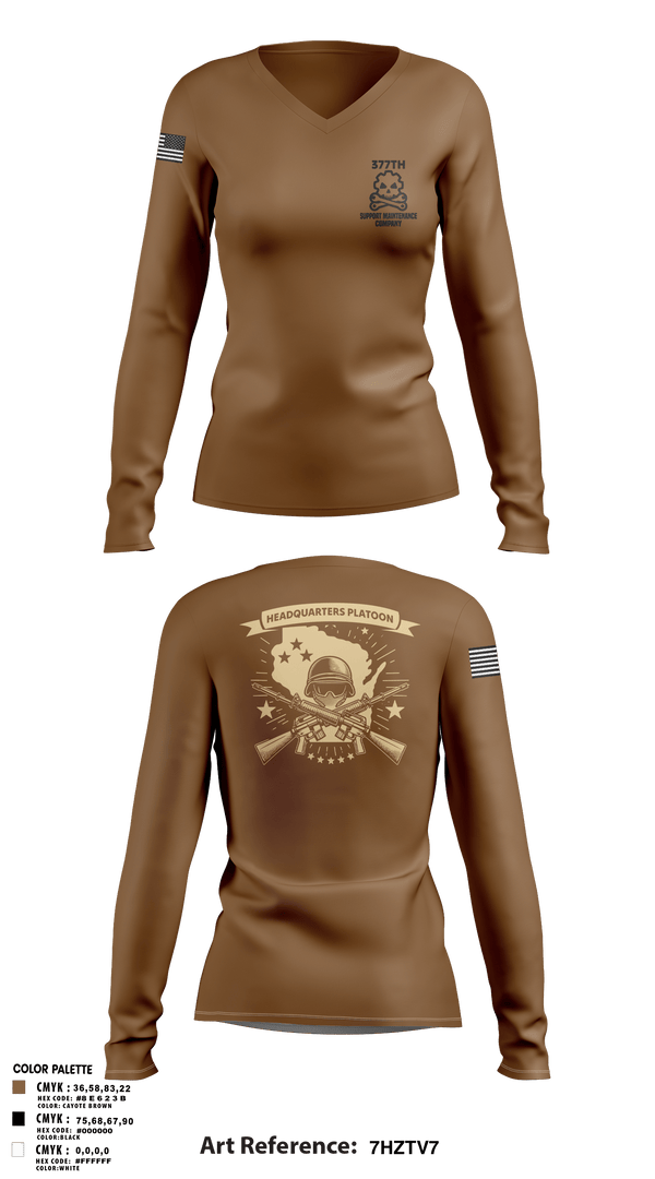 Womens Long Sleeve Vneck Shirt 1, 377th SMC, Army, Teamtime, Team time, sublimation, custom sports apparel, team uniforms, spirit wear, spiritwear, sports uniforms, custom shirts, team store, custom team store, fundraiser sports, apparel fundraiser