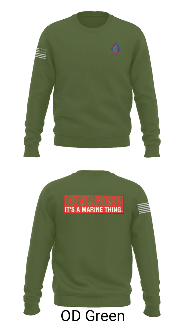Crew Neck Sweatshirt, 1st Marine Regiment, Marines, Teamtime, Team time, sublimation, custom sports apparel, team uniforms, spirit wear, spiritwear, sports uniforms, custom shirts, team store, custom team store, fundraiser sports, apparel fundraiser