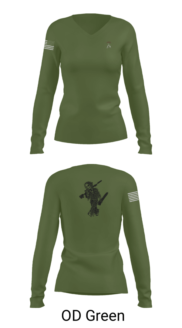 Womens Long Sleeve Vneck Shirt, 2-5 CAV Snipers, Army, Teamtime, Team time, sublimation, custom sports apparel, team uniforms, spirit wear, spiritwear, sports uniforms, custom shirts, team store, custom team store, fundraiser sports, apparel fundraiser