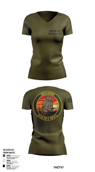 Womens Short Sleeve Vneck Shirt, 346 MP CO 3rd Platoon, Army, Teamtime, Team time, sublimation, custom sports apparel, team uniforms, spirit wear, spiritwear, sports uniforms, custom shirts, team store, custom team store, fundraiser sports, apparel fundraiser