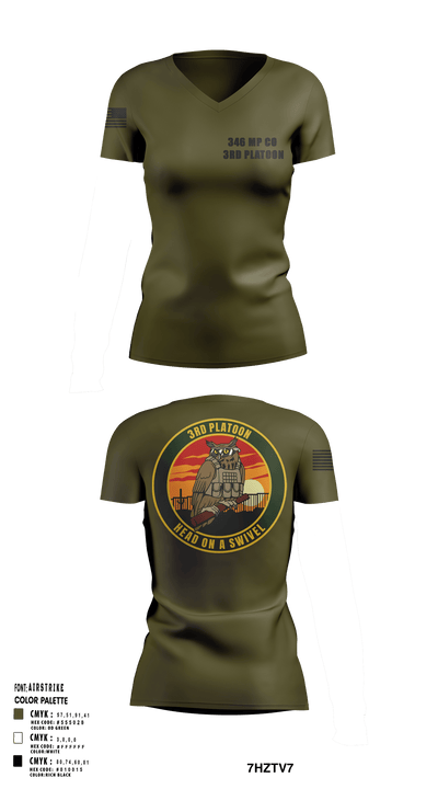 346 MP CO 3rd Platoon 43320857 Women's Short Sleeve V-neck Shirt - 115