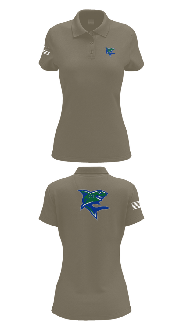 Women's Short Sleeve Performance Polo, Bullshark Battalion, Army, Teamtime, Team time, sublimation, custom sports apparel, team uniforms, spirit wear, spiritwear, sports uniforms, custom shirts, team store, custom team store, fundraiser sports, apparel fundraiser