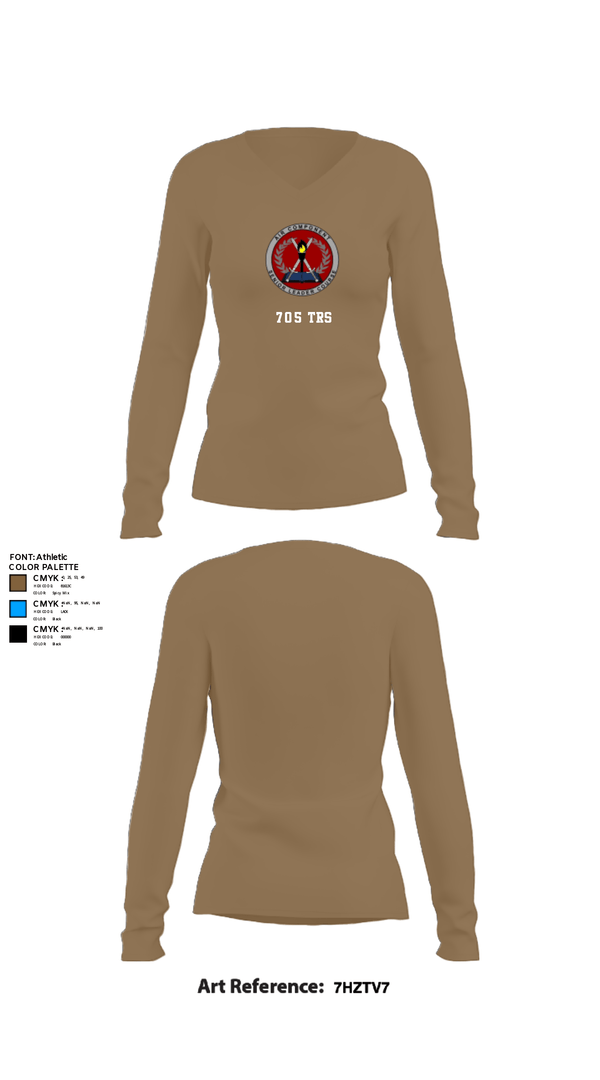Women's Long Sleeve Vneck Shirt, 705 TRS, Air Force, Teamtime, Team time, sublimation, custom sports apparel, team uniforms, spirit wear, spiritwear, sports uniforms, custom shirts, team store, custom team store, fundraiser sports, apparel fundraiser