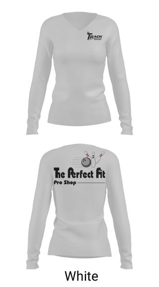 Womens Long Sleeve Vneck Shirt, The Perfect Pro Shop, Bowling, Teamtime, Team time, sublimation, custom sports apparel, team uniforms, spirit wear, spiritwear, sports uniforms, custom shirts, team store, custom team store, fundraiser sports, apparel fundraiser