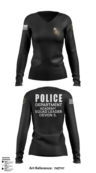 Womens Long Sleeve Vneck Shirt, Police Department Academy, , Teamtime, Team time, sublimation, custom sports apparel, team uniforms, spirit wear, spiritwear, sports uniforms, custom shirts, team store, custom team store, fundraiser sports, apparel fundraiser