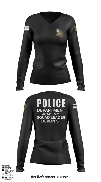 Police Department Academy 26016333 Women's Long Sleeve V-neck Shirt - 1