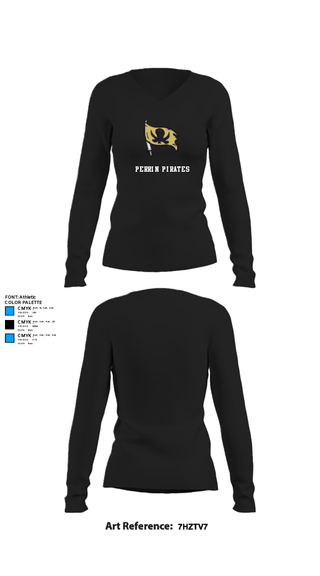 Womens Long Sleeve Vneck Shirt, Perrin Pirates, Football, Teamtime, Team time, sublimation, custom sports apparel, team uniforms, spirit wear, spiritwear, sports uniforms, custom shirts, team store, custom team store, fundraiser sports, apparel fundraiser