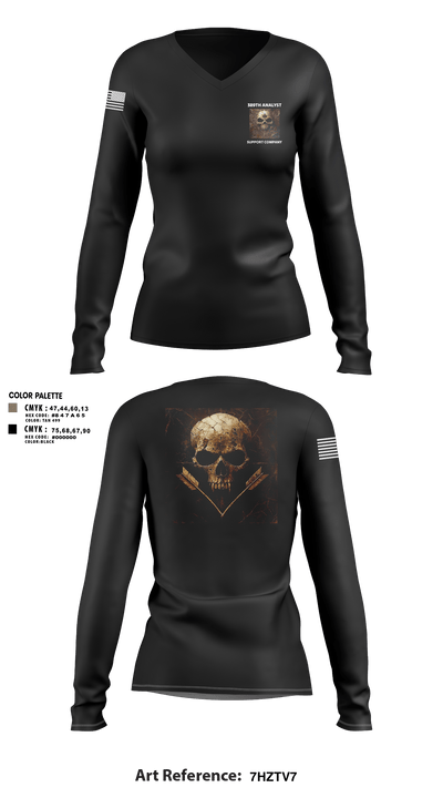 389th MI BN 57942620 Women's Long Sleeve V-neck Shirt - 2