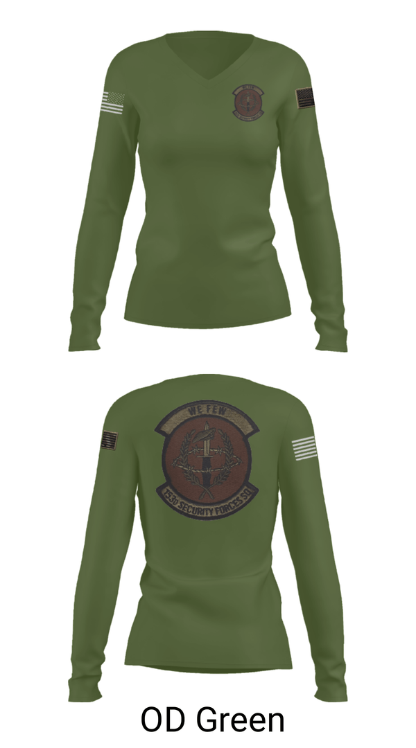 Women's Long Sleeve Vneck Shirt, 153 SFS, Air Force, Teamtime, Team time, sublimation, custom sports apparel, team uniforms, spirit wear, spiritwear, sports uniforms, custom shirts, team store, custom team store, fundraiser sports, apparel fundraiser