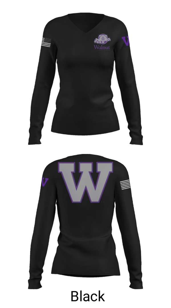 Womens Long Sleeve Vneck Shirt, Walnut Middle School, Spirit Store, Teamtime, Team time, sublimation, custom sports apparel, team uniforms, spirit wear, spiritwear, sports uniforms, custom shirts, team store, custom team store, fundraiser sports, apparel fundraiser