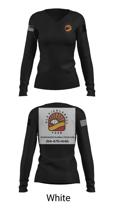 Ole Pickleball Tour 80972916 Women's Long Sleeve V-neck Shirt - 16