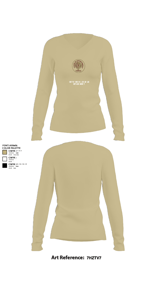 Womens Long Sleeve Vneck Shirt, 312TH MI BN, CHARLIE DETACHMENT, Army, Teamtime, Team time, sublimation, custom sports apparel, team uniforms, spirit wear, spiritwear, sports uniforms, custom shirts, team store, custom team store, fundraiser sports, apparel fundraiser