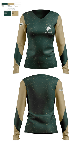 Womens Long Sleeve Vneck Shirt, Hope Christian High School Cross Country, Cross Country, Teamtime, Team time, sublimation, custom sports apparel, team uniforms, spirit wear, spiritwear, sports uniforms, custom shirts, team store, custom team store, fundraiser sports, apparel fundraiser