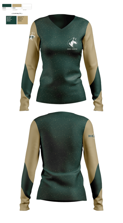 Hope Christian High School Cross Country 92431725 Women's Long Sleeve V-neck Shirt - 1
