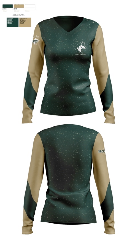 Womens Long Sleeve Vneck Shirt, Hope Christian High School Cross Country, Cross Country, Teamtime, Team time, sublimation, custom sports apparel, team uniforms, spirit wear, spiritwear, sports uniforms, custom shirts, team store, custom team store, fundraiser sports, apparel fundraiser