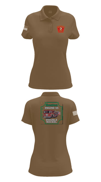Boston Fire Department Engine 55 92329378 Women's Short Sleeve Performance Polo  - 15