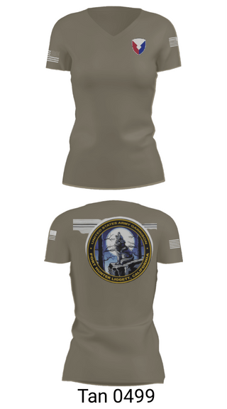 Women's Short Sleeve Vneck Shirt, USAG Fort Hunter Liggett, Army, Teamtime, Team time, sublimation, custom sports apparel, team uniforms, spirit wear, spiritwear, sports uniforms, custom shirts, team store, custom team store, fundraiser sports, apparel fundraiser