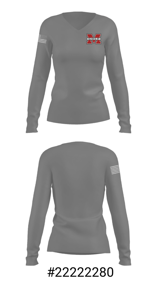 Women's Long Sleeve Vneck Shirt, Monroe High School Golf, Golf, Teamtime, Team time, sublimation, custom sports apparel, team uniforms, spirit wear, spiritwear, sports uniforms, custom shirts, team store, custom team store, fundraiser sports, apparel fundraiser