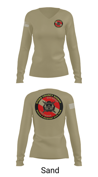 Womens Long Sleeve Vneck Shirt, Otero County Sheriff, Police, Teamtime, Team time, sublimation, custom sports apparel, team uniforms, spirit wear, spiritwear, sports uniforms, custom shirts, team store, custom team store, fundraiser sports, apparel fundraiser