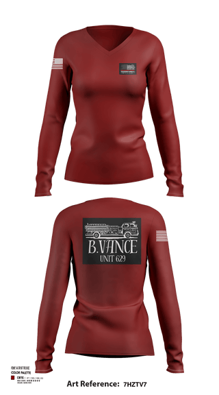Womens Long Sleeve Vneck Shirt, 629, Fire Department, Teamtime, Team time, sublimation, custom sports apparel, team uniforms, spirit wear, spiritwear, sports uniforms, custom shirts, team store, custom team store, fundraiser sports, apparel fundraiser