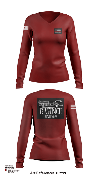 629 6455846 Women's Long Sleeve V-neck Shirt - 115