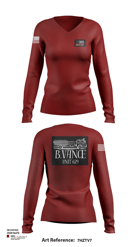 Womens Long Sleeve Vneck Shirt, 629, Fire Department, Teamtime, Team time, sublimation, custom sports apparel, team uniforms, spirit wear, spiritwear, sports uniforms, custom shirts, team store, custom team store, fundraiser sports, apparel fundraiser