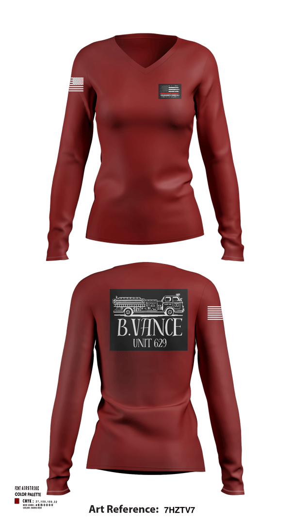 Womens Long Sleeve Vneck Shirt, 629, Fire Department, Teamtime, Team time, sublimation, custom sports apparel, team uniforms, spirit wear, spiritwear, sports uniforms, custom shirts, team store, custom team store, fundraiser sports, apparel fundraiser