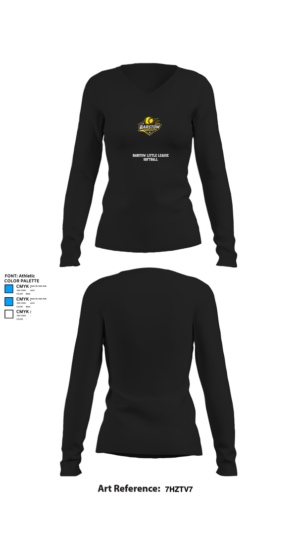 Womens Long Sleeve Vneck Shirt, Barstow Little League Softball, Softball, Teamtime, Team time, sublimation, custom sports apparel, team uniforms, spirit wear, spiritwear, sports uniforms, custom shirts, team store, custom team store, fundraiser sports, apparel fundraiser