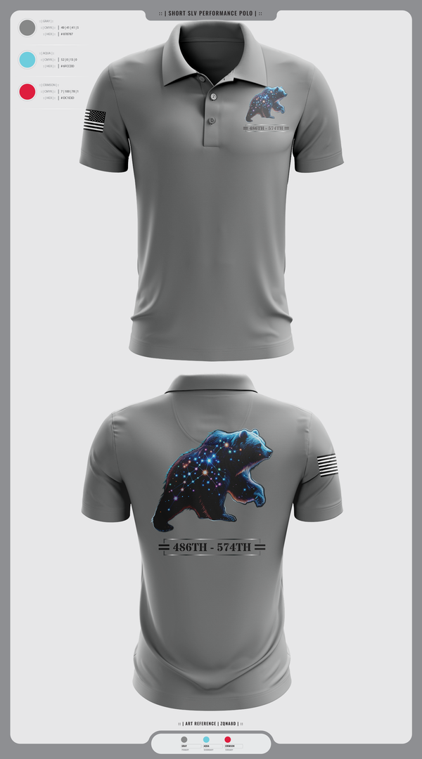 Short Sleeve Performance Polo, 486th/574th, , Teamtime, Team time, sublimation, custom sports apparel, team uniforms, spirit wear, spiritwear, sports uniforms, custom shirts, team store, custom team store, fundraiser sports, apparel fundraiser