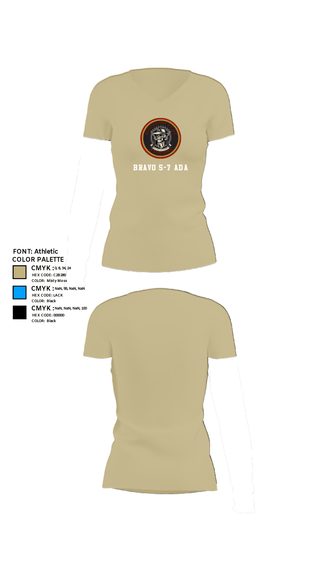 Womens Short Sleeve Vneck Shirt, Bravo 5-7 ADA, Army, Teamtime, Team time, sublimation, custom sports apparel, team uniforms, spirit wear, spiritwear, sports uniforms, custom shirts, team store, custom team store, fundraiser sports, apparel fundraiser