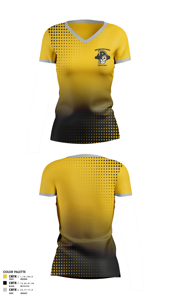 Womens Short Sleeve Vneck Shirt, Southwestern Pirates, Women's Basketball, Teamtime, Team time, sublimation, custom sports apparel, team uniforms, spirit wear, spiritwear, sports uniforms, custom shirts, team store, custom team store, fundraiser sports, apparel fundraiser
